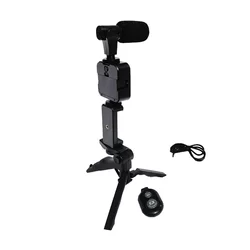 Selfie bot: AY- 49 - fekete, bluetooth távirányítós, tripoddá alakítható selfie bot LED világítással, mikrofonnal-3
