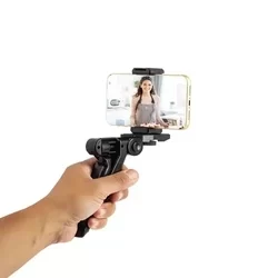 Selfie bot: AY- 49 - fekete, bluetooth távirányítós, tripoddá alakítható selfie bot LED világítással, mikrofonnal-6