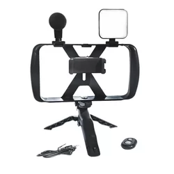 Selfie bot: TL- 49T - fekete, bluetooth távirányítós, tripoddá alakítható selfie bot LED világítással, mikrofonnal-3