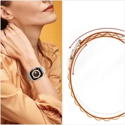 Okosóra szíj - Samsung Galaxy Watch6 / Watch6 Classic - nylon narancs szövet szíj-6