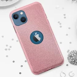 Telefontok iPhone 13 - Pink Shiny tok (Apple logónál kivágással)-3