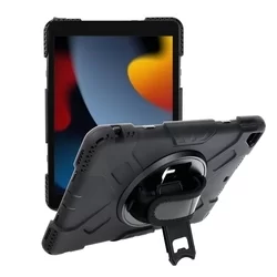 Tablettok iPad 2021 10.2 (iPad 9) - HRD ütésálló, kitámasztható, fekete tablet tok-1