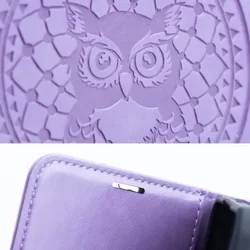 iPhone 15 Pro Max Telefontok - MEZZO bagoly mintás lila mágneses szilikon keretes könyvtok-4