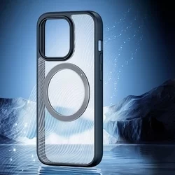 iPhone 15 Pro Telefontok - DUX DUCIS Aimo Mag - MagSafe kompatibilis átlátszó hátlap tok, fekete kerettel-4