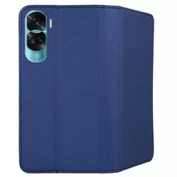 Honor 90 Lite 5G Telefontok - kék mágneses szilikon keretes könyvtok-2