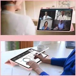 Tablettok XIAOMI PAD 6 (11,0 coll) - pink smart case tablet tok, átlátszó hátlappal, ceruza tartóval-2