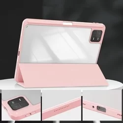 Tablettok XIAOMI PAD 6 (11,0 coll) - pink smart case tablet tok, átlátszó hátlappal, ceruza tartóval-4
