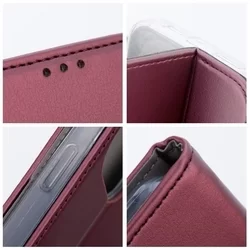 Honor 90 5G Telefontok - Smart Magnetic burgundy szilikon keretes mágneses könyvtok-5