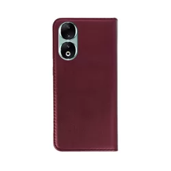 Honor 90 5G Telefontok - Smart Magnetic burgundy szilikon keretes mágneses könyvtok-1
