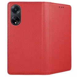 Telefontok Oppo A98 - piros mágneses szilikon keretes könyvtok-2
