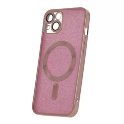 Telefontok iPhone 14 - Glitter Chrome - MagSafe kompatibilis pink / átlátszó szilikon tok-1