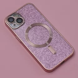 Telefontok iPhone 14 - Glitter Chrome - MagSafe kompatibilis pink / átlátszó szilikon tok-4