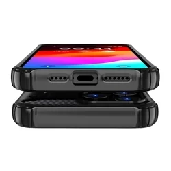 iPhone 15 Pro Telefontok - Defender II fekete ütésálló hátlap tok-2