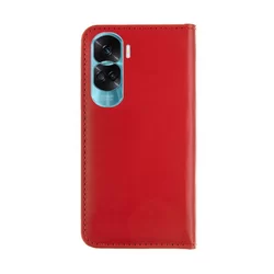 Honor 90 Lite 5G Telefontok - Tactical Field piros szilikon keretes könyvtok mágneses ráhajtófüllel-1