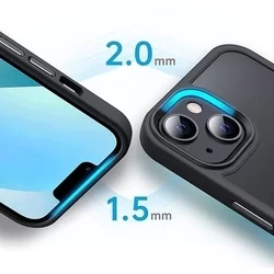 Telefontok iPhone 15 Plus - Tech-Protect Magmat MagSafe kompatibilis áttetsző műanyag hátlap tok, fekete szilikon kerettel-3