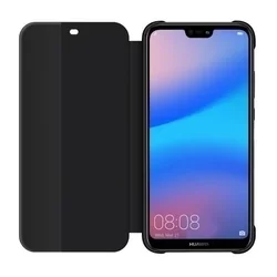 Telefontok Huawei P20 Lite - Eredeti Huawei S-View fekete kinyitható tok-2