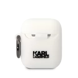 Airpods 1/2 tartó: Karl Lagerfeld 3D Choupette Head - fehér szilikon tok-1