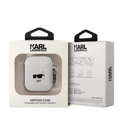 Airpods 1/2 tartó: Karl Lagerfeld 3D Choupette Head - fehér szilikon tok-2
