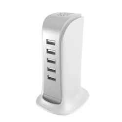 Hálózati töltő: DUDAO A5EU - 5 USB porttal, univerzális hálózati töltő, fehér, 5A-1