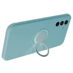 Samsung Galaxy A14 5G Telefontok - Grip zöld szilikon tok, kitámasztó ujjgyűrűvel-1