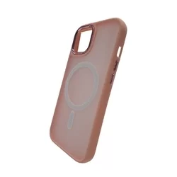 iPhone 15 Pro Telefontok - MagSafe kompatibilis pink áttetsző műanyag hátlap tok, pink szilikon kerettel-1