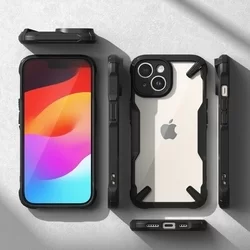Telefontok iPhone 15 - Ringke Fusion X - fekete/átlátszó ütésálló hátlap tok-5