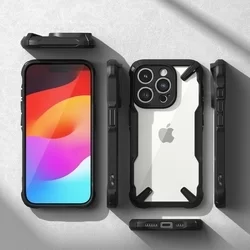 Telefontok iPhone 15 Pro - Ringke Fusion X - fekete/átlátszó ütésálló hátlap tok-5
