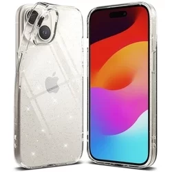 Telefontok iPhone 15 - Ringke Glitter Clear - átlátszó csillámos hátlap tok-1