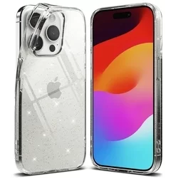 Telefontok iPhone 15 Pro - Ringke Glitter Clear - átlátszó csillámos hátlap tok-1