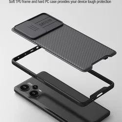 Telefontok Xiaomi Poco F5 5G - Nillkin csúsztatható kameravédős fekete hátlap tok beépített mágnessel-3