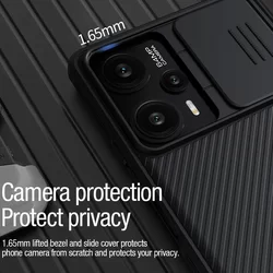 Telefontok Xiaomi Poco F5 5G - Nillkin csúsztatható kameravédős fekete hátlap tok beépített mágnessel-4
