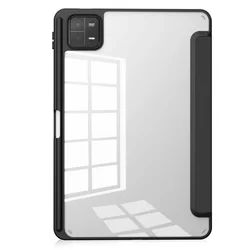 Tablettok XIAOMI PAD 6 (11,0 coll) - fekete smart case tablet tok, átlátszó hátlappal, ceruza tartóval-1