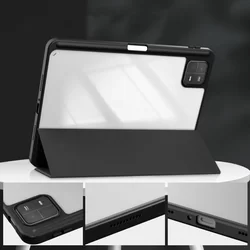 Tablettok XIAOMI PAD 6 (11,0 coll) - fekete smart case tablet tok, átlátszó hátlappal, ceruza tartóval-4