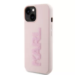 Telefontok iPhone 15 - Karl Lagerfeld - 3D Glitter Logo - hátlap tok, pink-1