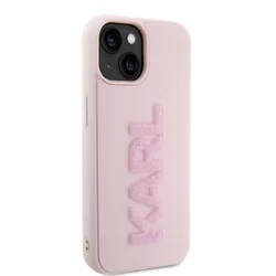 Telefontok iPhone 15 - Karl Lagerfeld - 3D Glitter Logo - hátlap tok, pink-3