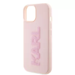 Telefontok iPhone 15 - Karl Lagerfeld - 3D Glitter Logo - hátlap tok, pink-4