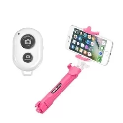 Selfie bot: Pink bluetooth-os tripoddá alakítható selfie bot távirányítóval-1