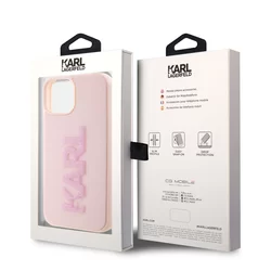 Telefontok iPhone 15 - Karl Lagerfeld - 3D Glitter Logo - hátlap tok, pink-7