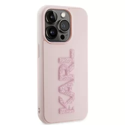 Telefontok iPhone 15 Pro - Karl Lagerfeld - 3D Glitter Logo - hátlap tok, pink-4