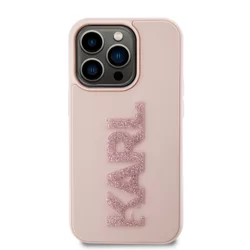 Telefontok iPhone 15 Pro - Karl Lagerfeld - 3D Glitter Logo - hátlap tok, pink-5