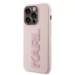 Telefontok iPhone 15 Pro - Karl Lagerfeld - 3D Glitter Logo - hátlap tok, pink-6