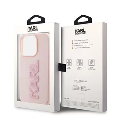Telefontok iPhone 15 Pro - Karl Lagerfeld - 3D Glitter Logo - hátlap tok, pink-8