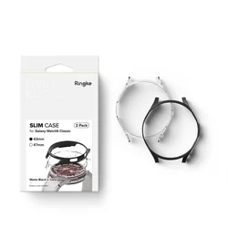 Ringke Slim műanyag védő keret Samsung Galaxy Watch6 (43mm) okosórához átlátszó+fekete (2db)-4
