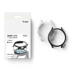 Ringke Slim műanyag védő keret Samsung Galaxy Watch6 (44mm) okosórához átlátszó+fekete (2db)-4