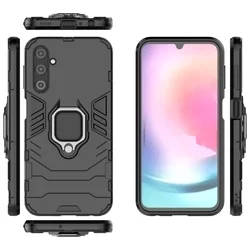 Samsung Galaxy A24 4G / LTE Telefontok - Ring Armor ütésálló fekete tok kitámasztóval-2