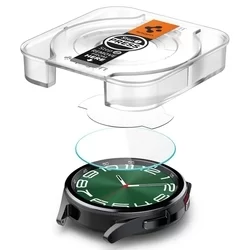 Okosóra üvegfólia - Spigen EZ FIT GLAS.tR - Samsung Galaxy Watch 6 Classic (47mm) okosórához (2db) + felhelyezést segítő-2