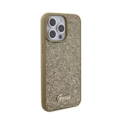 Telefontok iPhone 15 Pro - Guess Metal Script Disco Goud - Arany hátlap tok-1