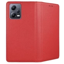 Telefontok Xiaomi Redmi Note 12 5G - piros mágneses szilikon keretes könyvtok-2