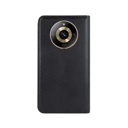 Telefontok Realme 11 Pro+ 5G - Smart Magnetic fekete szilikon keretes mágneses könyvtok-1