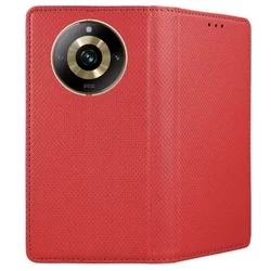 Telefontok Realme 11 Pro+ 5G - piros mágneses szilikon keretes könyvtok-1